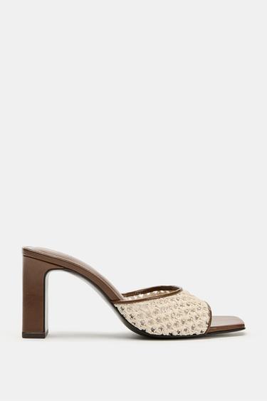 MESH HEELED SANDALS - Ecru White by Zara - Image 0