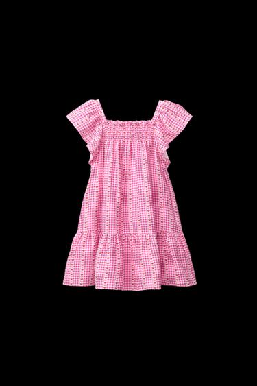 KLEID MIT KARO- UND HERZENDRUCK - Rosa von Zara - Bild 0