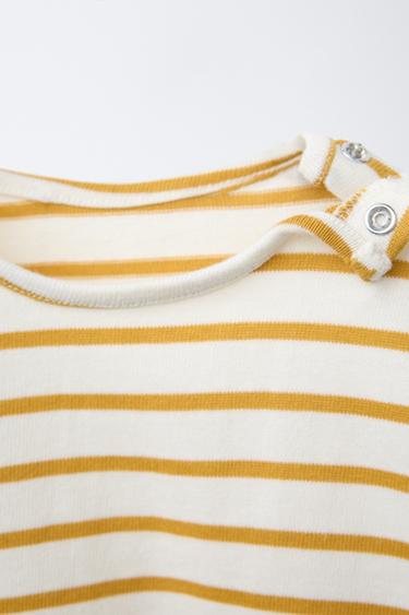 STRIPED BODYSUIT - Ochre by Zara - Image 2