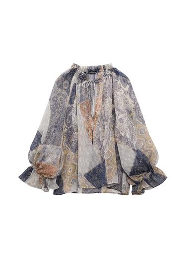 PRINTED GATHERED SHIRT
