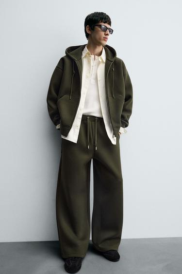 WIDE-LEG INTERLOCK TROUSERS - Dark green by Zara - Image 4