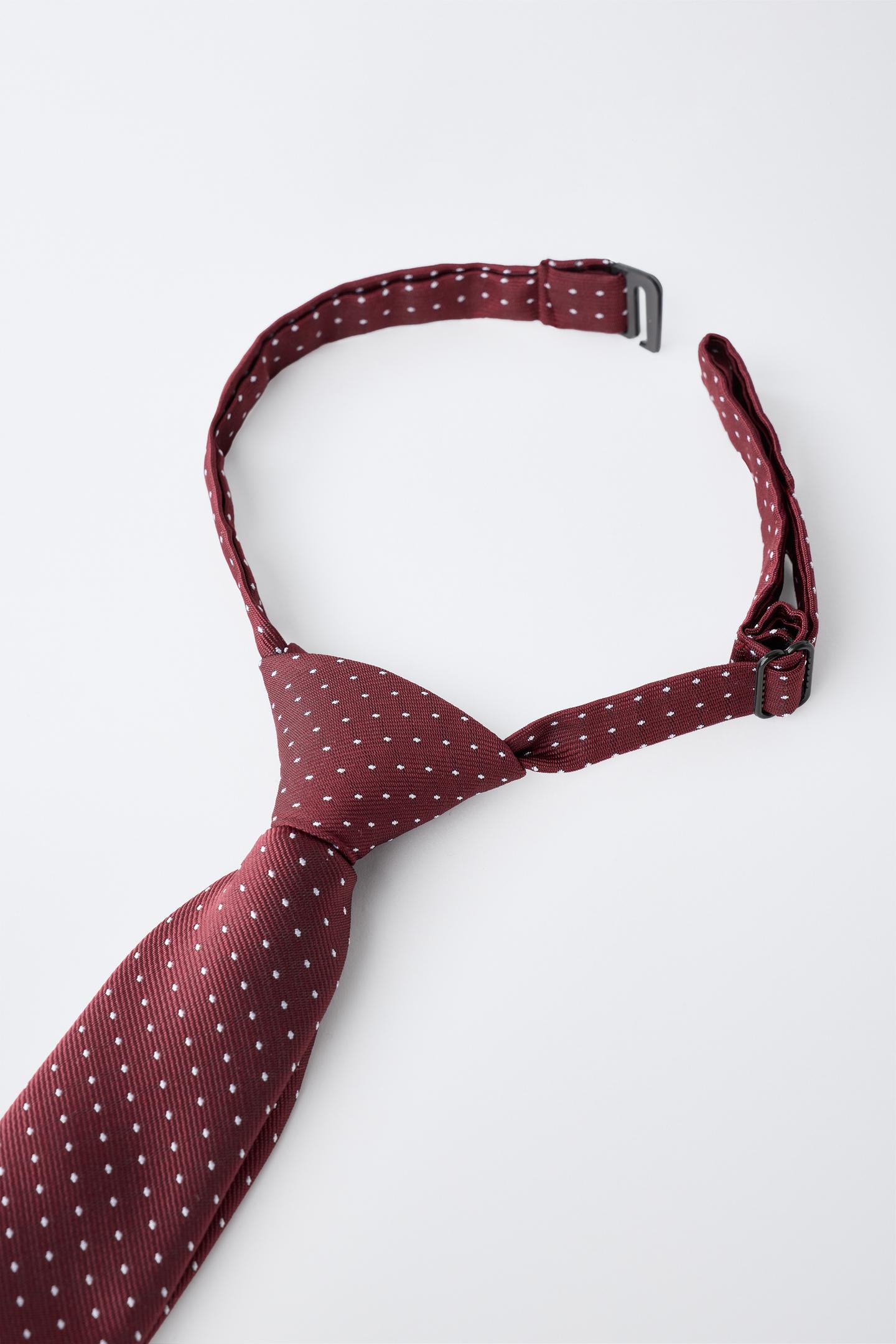 Детские галстуки Zara Polka Dot Print Tie, цвет: Бордовый — фото 2