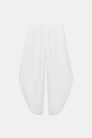 PANTALÓN LINO 100% ABERTURAS ZW COLLECTION - Blanco de Zara