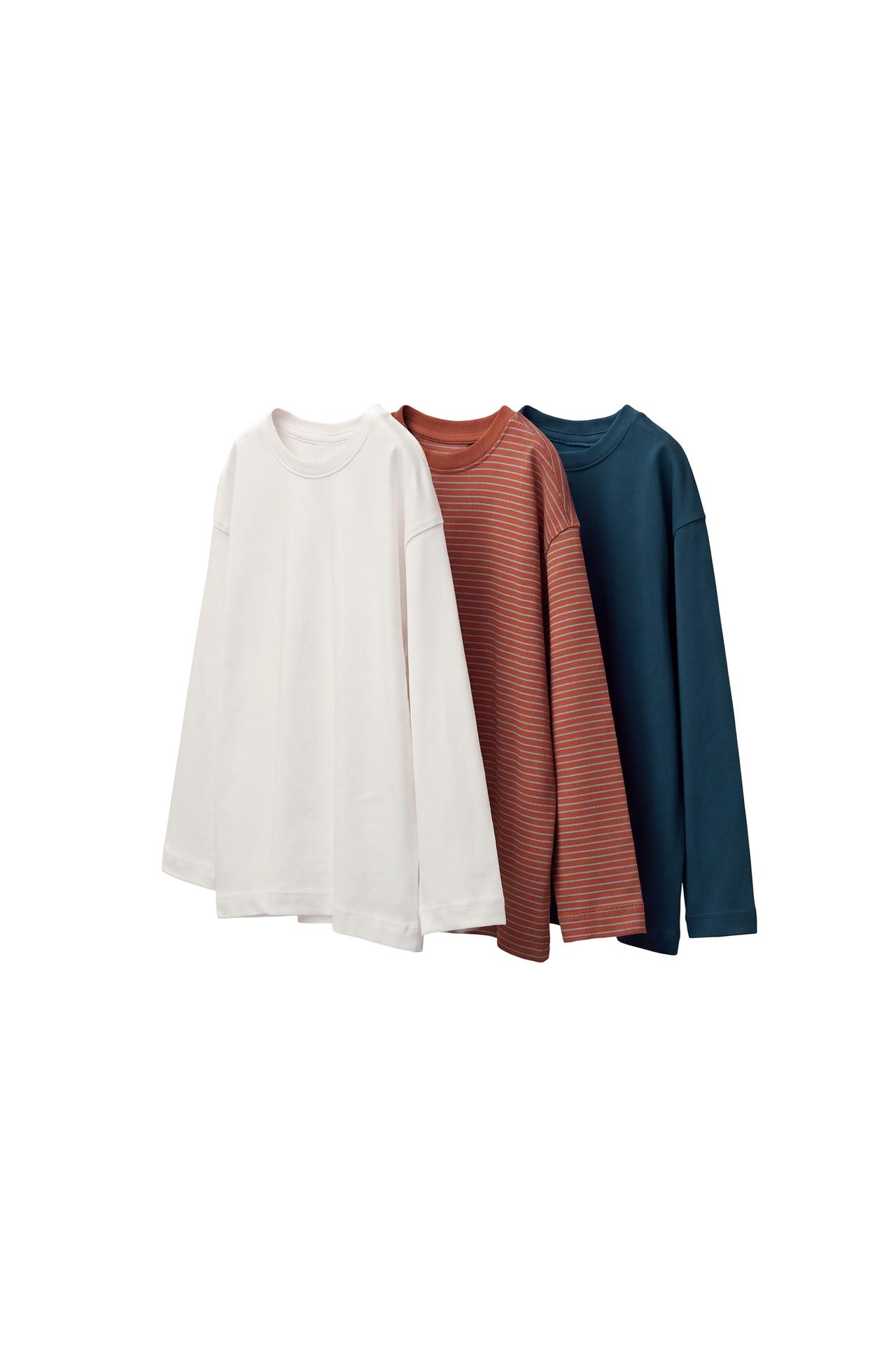 STRIPED AND PLAIN LONG SLEEVE 3-PACK T-SHIRTS