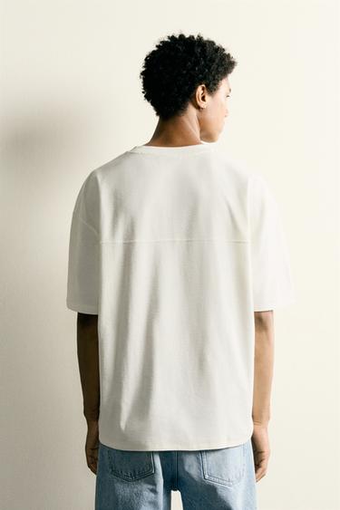 RELAXED FIT SEAM DETAIL T-SHIRT - Oyster-white by Zara
