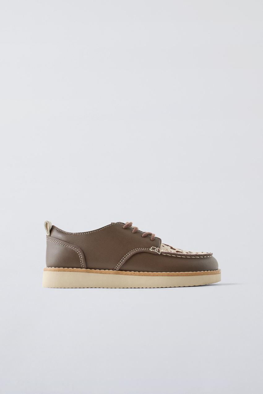 COWHIDE LEATHER SHOES - Brown | ZARA United States