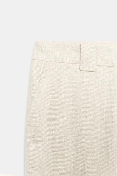 RUSTIC WEAVE STRAIGHT-LEG TROUSERS - Light beige by Zara - Image 7