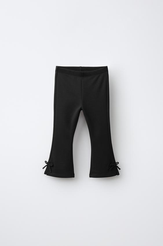 Zara PONTE FLARE LEGGINGS WITH BOWS - Black - Image 0