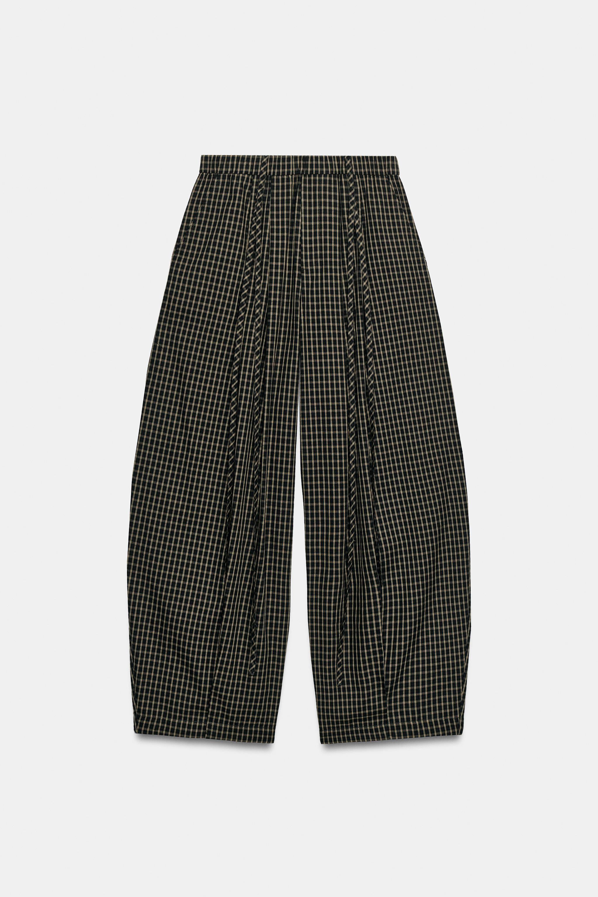 CHECK TROUSERS WITH STRAPS - Brown / Green | ZARA South Africa
