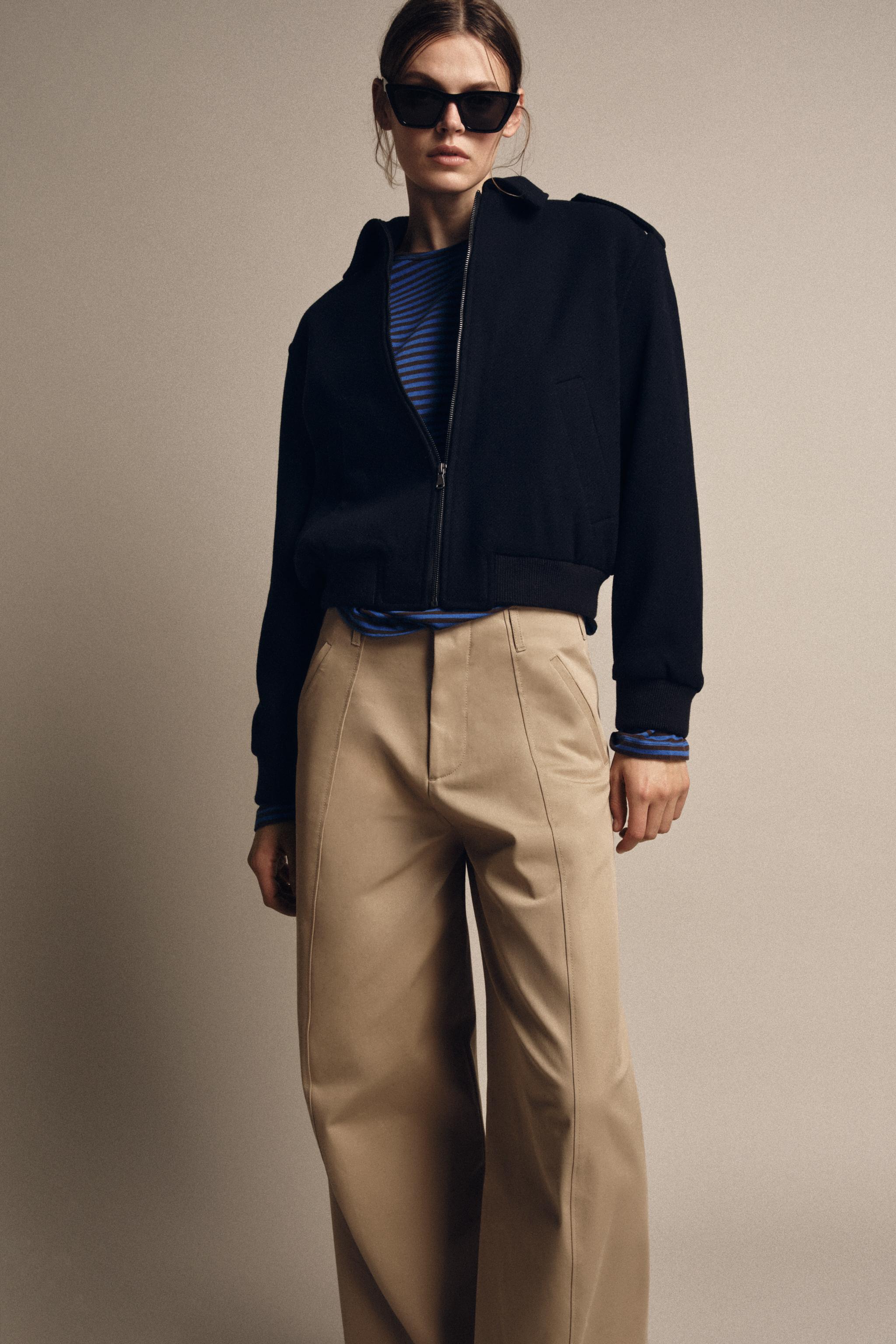 ユニセックス セットアップ パッチワーク ジャケット キャロットフィット パンツ キャロットフィットパンツ ZW COLLECTION - ライトウィスキー | ZARA