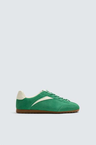 Zara LEATHER SNEAKERS - Green