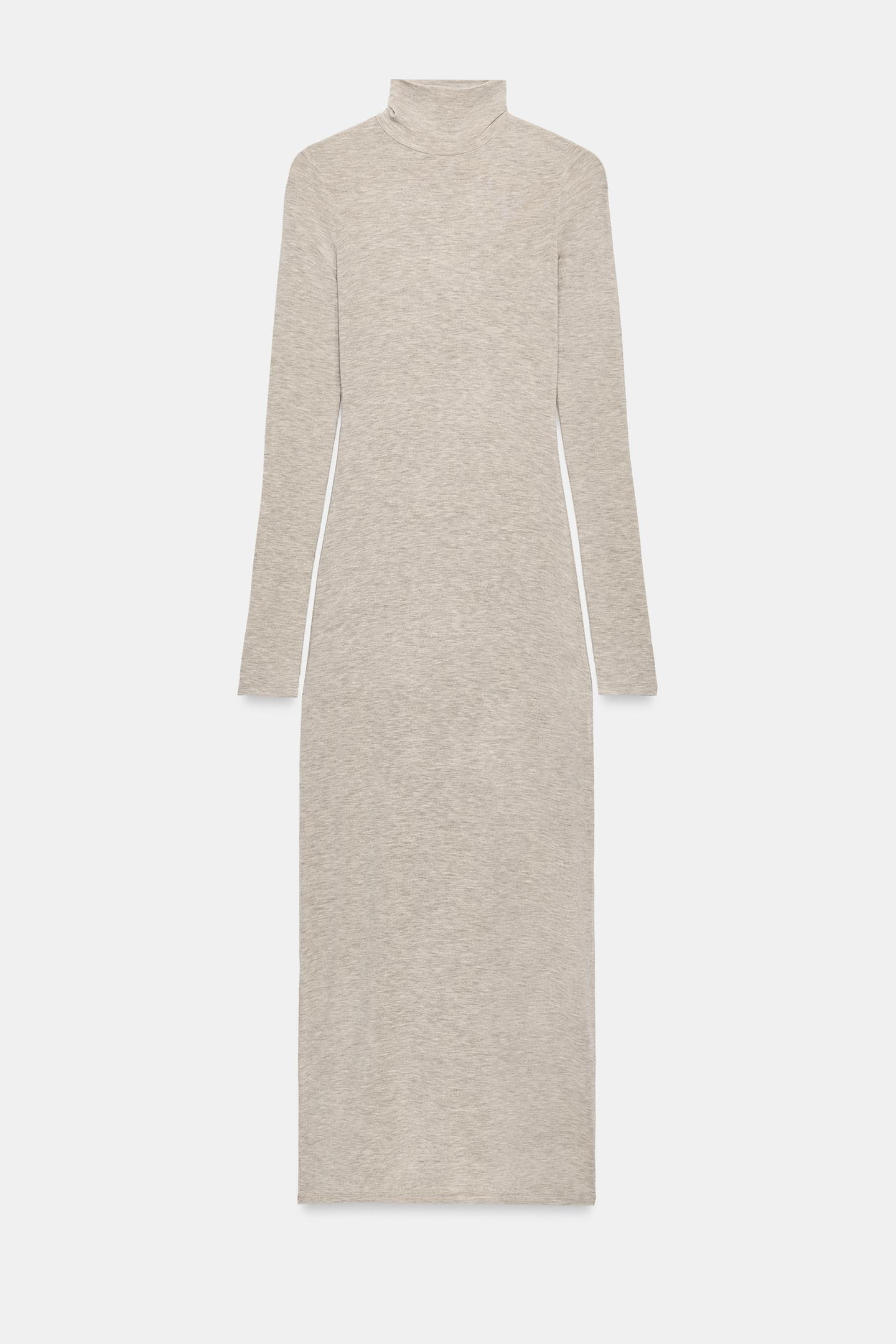 Женское платье Zara High-Neck Maxi, цвет: Светлый серый — фото 5