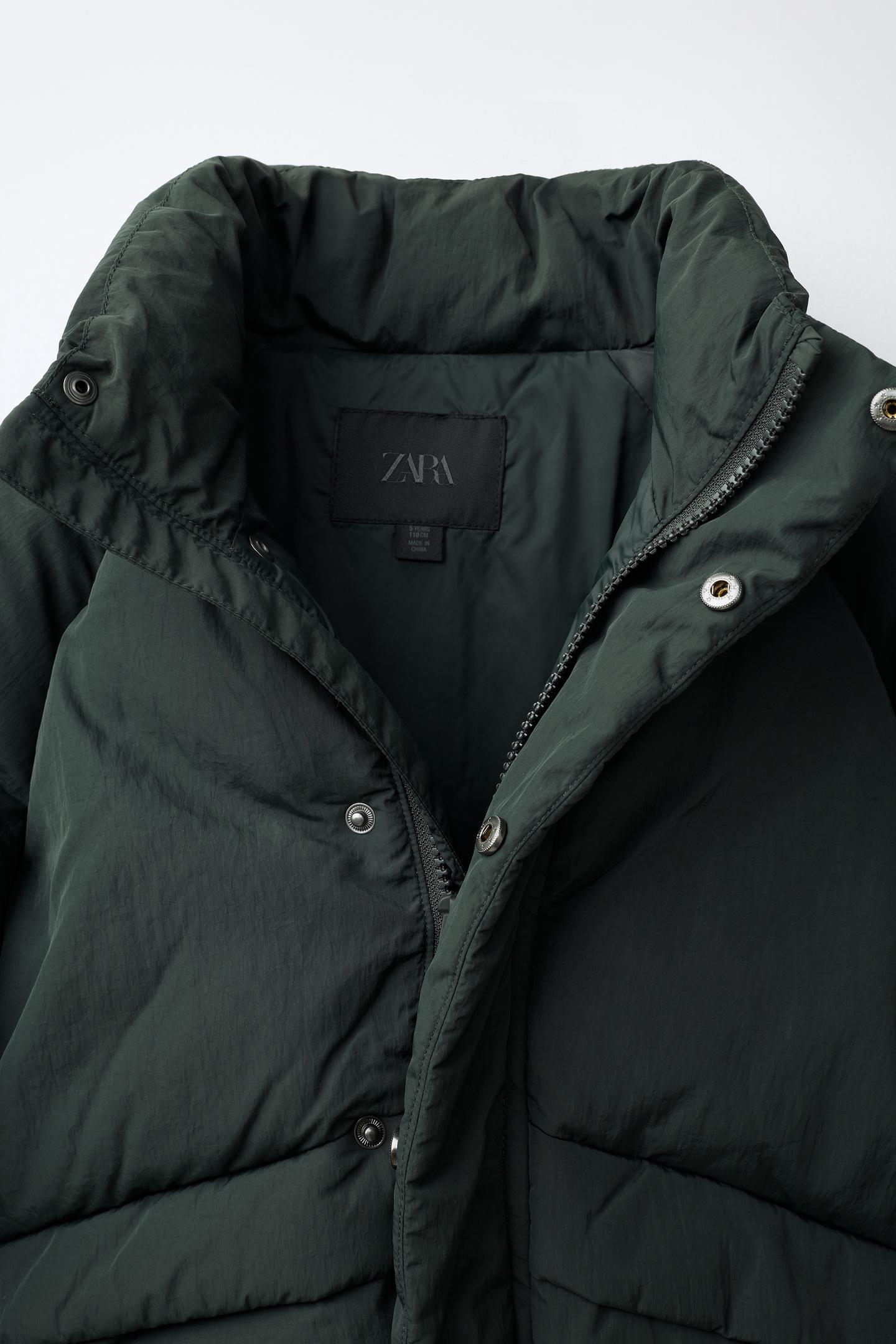 Детская куртка Zara Water-Repellent Puffer, цвет: Тёмный зелёный — фото 8