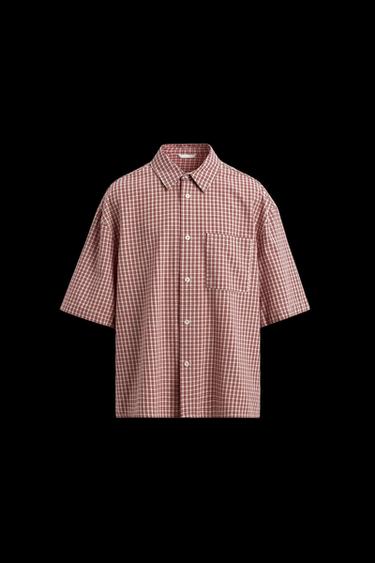 RELAXED FIT CHECK SHIRT - White / Red by Zara - Image 0