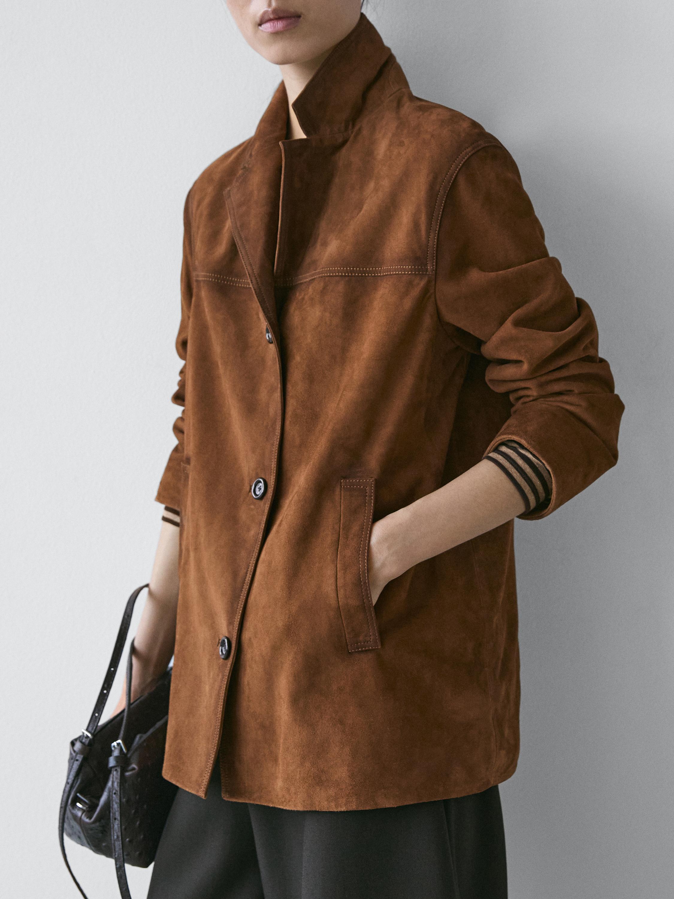 Blazer en 100% cuir de daim avec poches