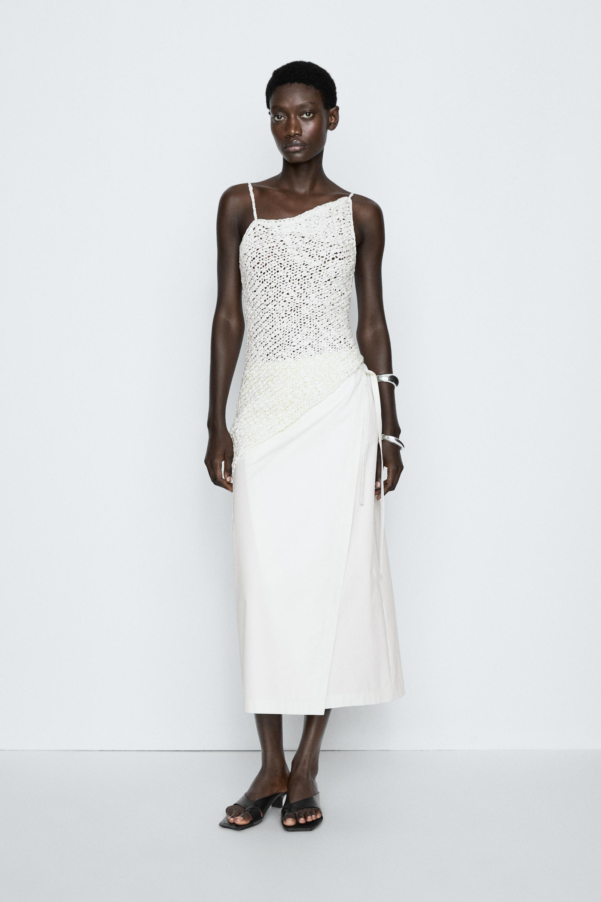 Open-knit asymmetric top - STUDIO — Oyster-white