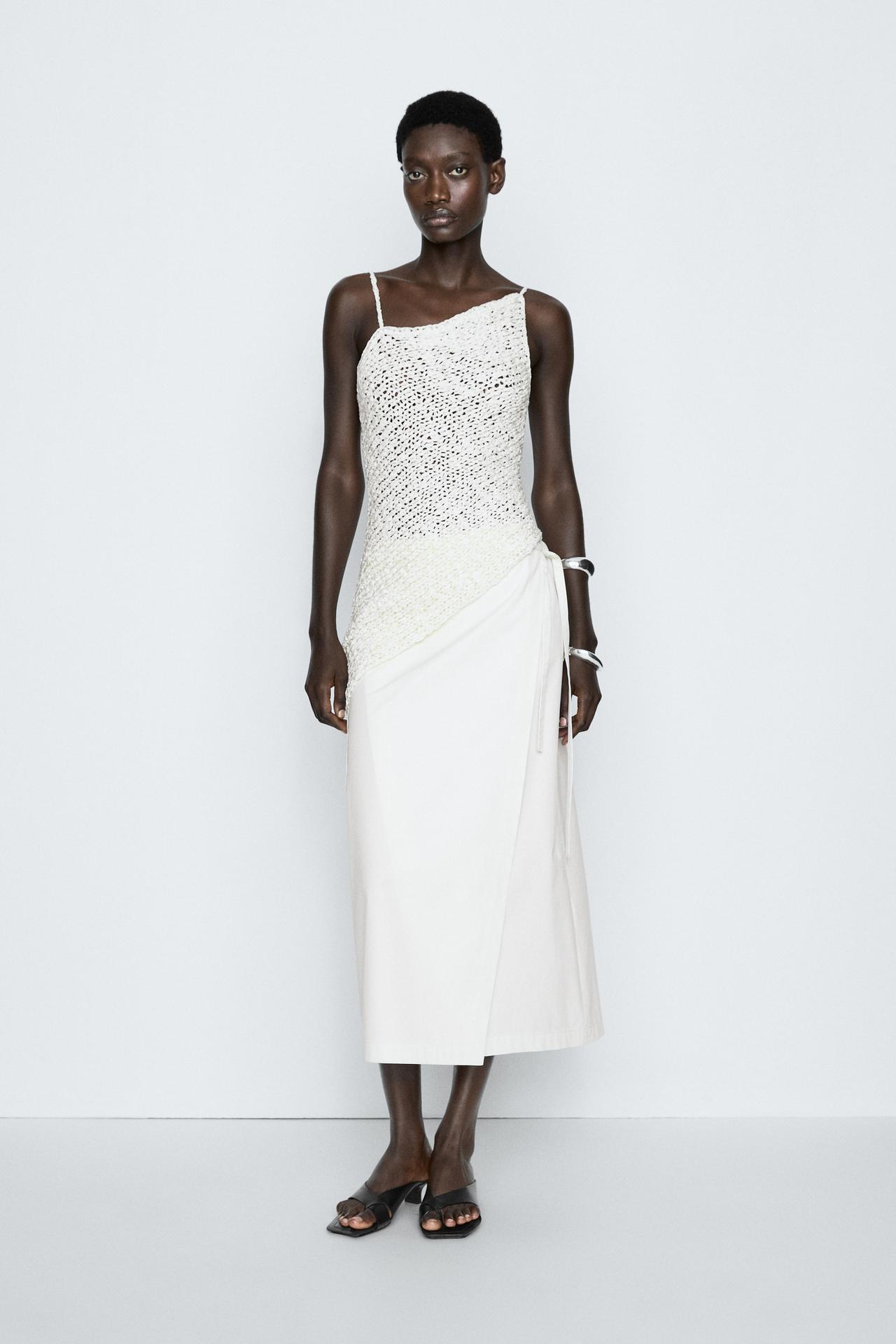 Open-knit asymmetric top - STUDIO — Oyster-white