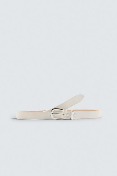 LEATHER BELT - Ecru de Zara - Imagen 0