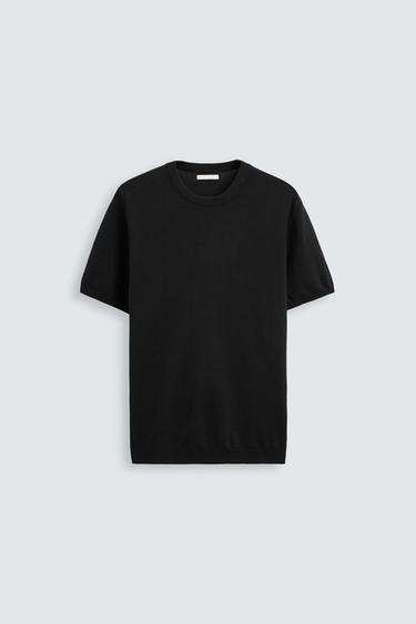 CAMISETA PUNTO MEZCLA VISCOSA - Negro de Zara