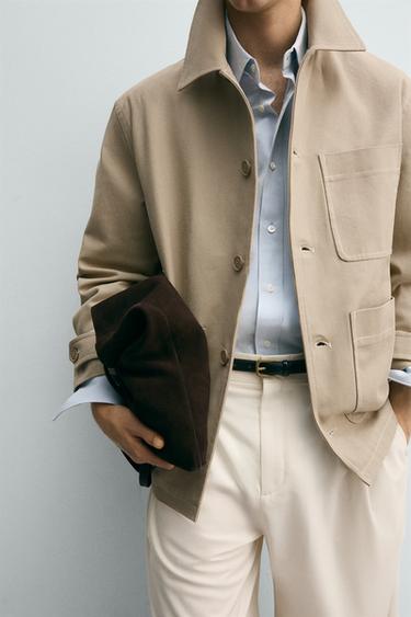 SURCHEMISE STRUCTURÉE SURPIQÛRES - Marron clair de Zara - Image 5