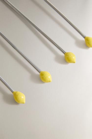 PACK OF STEEL LEMON DESSERT SPOONS (PACK OF 6) - Yellow by Zara - Image 2