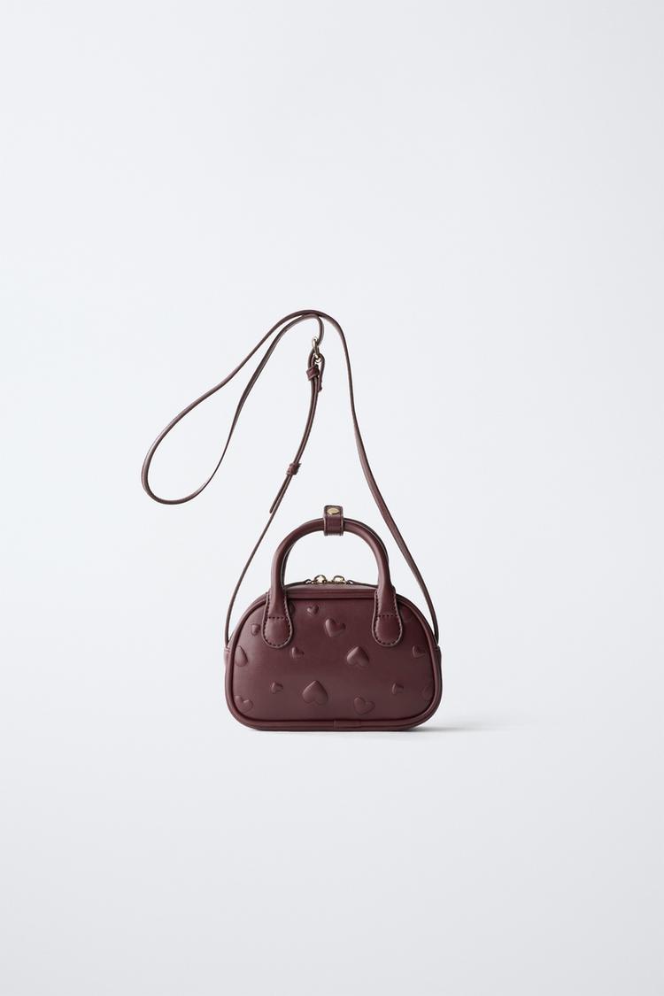 MINI HEART BOWLING CROSSBODY BAG Burgundy Red ZARA United States