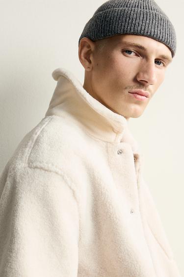 SHERPA-EFFECT POCKET OVERSHIRT — Ecru 2
