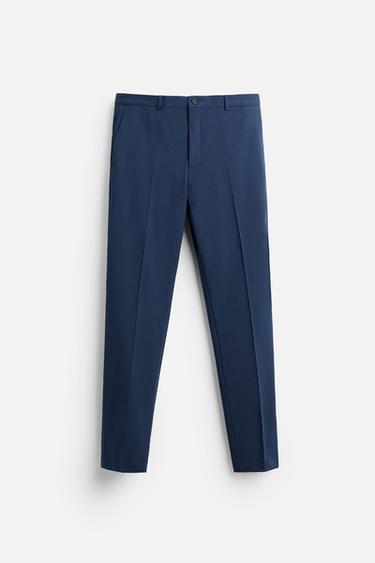 Zara TEXTURED SUIT PANTS - Bluish