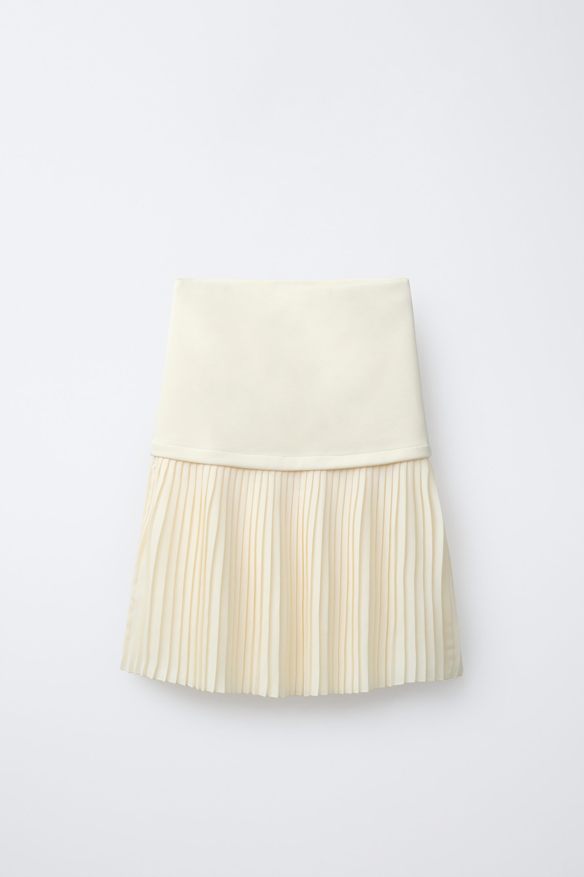 PLEATED MIDI SKIRT — Light yellow