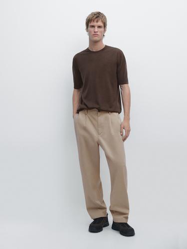 Zara Short sleeve wool blend T-shirt - Brown / Taupe