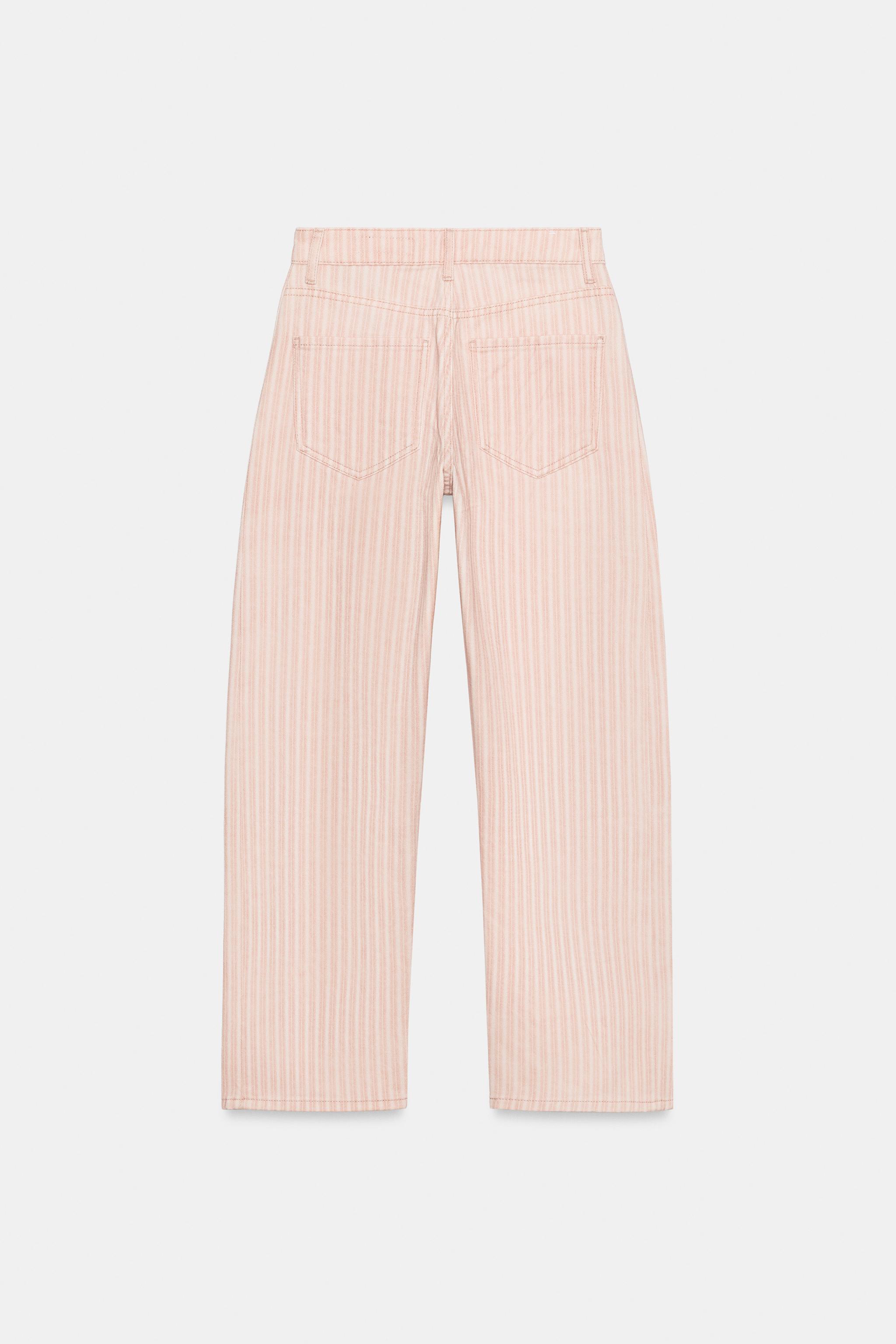 ZW COLLECTION MID-RISE STRIPED RELAXED STRAIGHT ANKLE JEANS