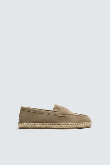 LEATHER PENNY STRAP ESPADRILLES - Taupe Grey by Zara