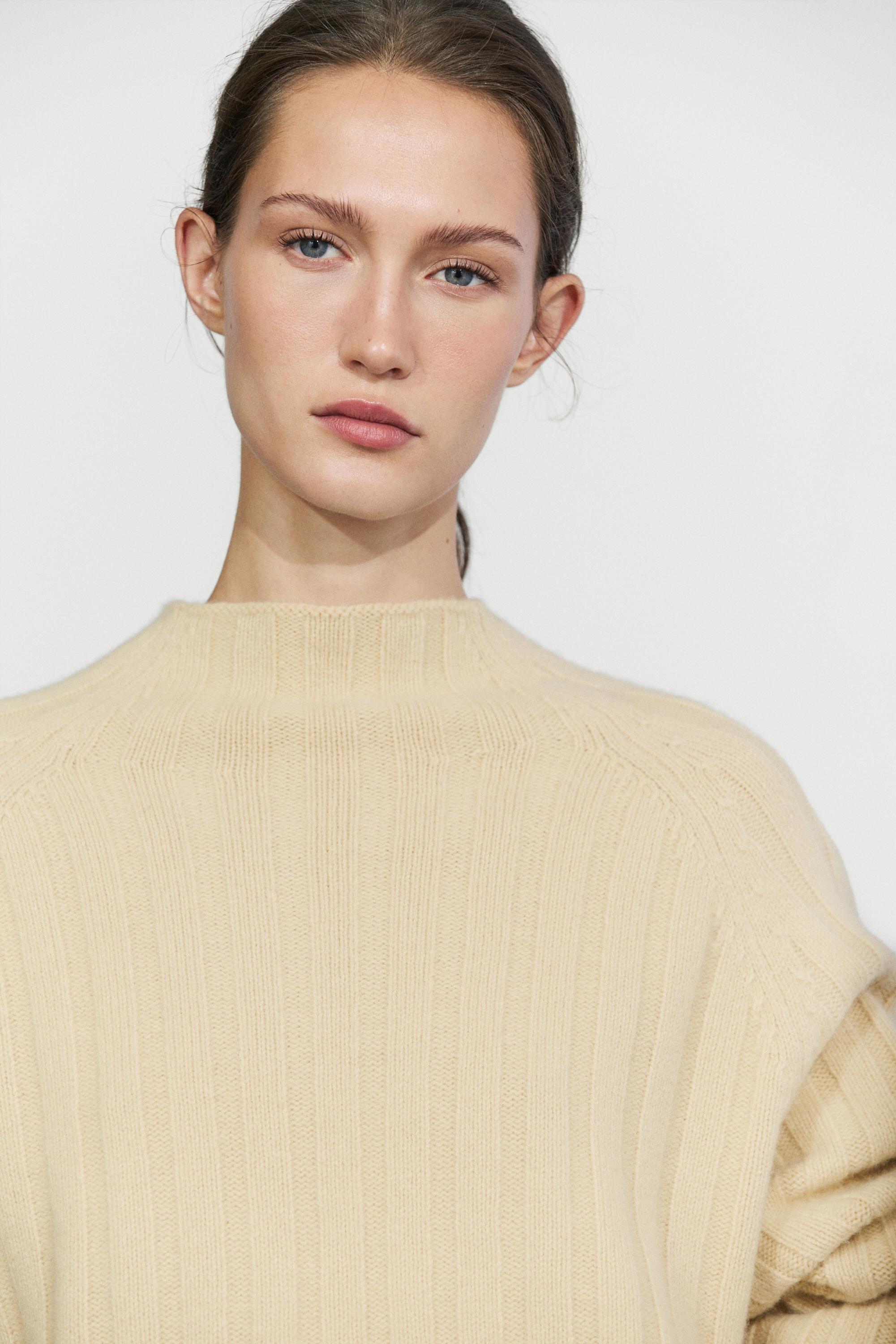 100% wool knit mock neck sweater