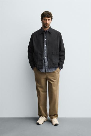 LIGHTWEIGHT TWILL JACKET - Anthracite grey by Zara