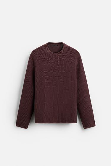 RELAXED FIT SWEATER - Burgundy by Zara