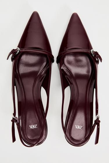 BUCKLE SLINGBACK SHOES - Burgundy Red by Zara