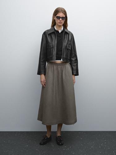 Falda midi vuelo goma - Marino de Zara - Imagen 0