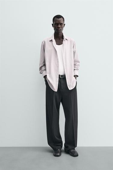 CAMISA SLIM FIT RAYAS - Tostado de Zara - Imagen 0