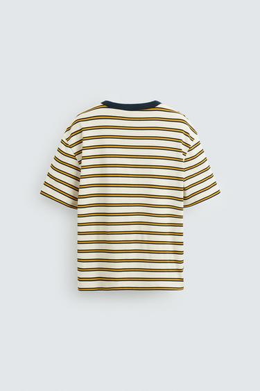 STRIPED JACQUARD T-SHIRT - Ecru/Yellow by Zara - Image 6
