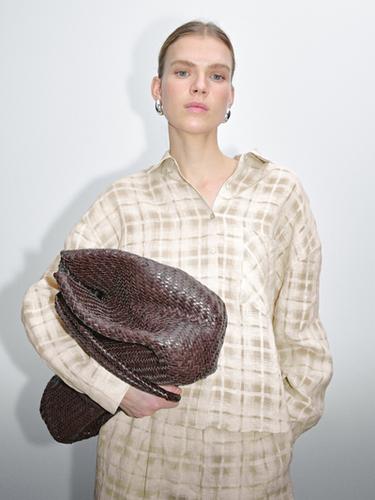 Camisa fluida cuadros mezcla lino - Crudo de Zara