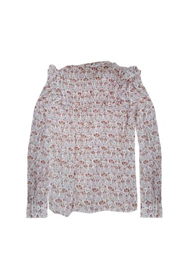 BLUSA BLANCA FLORES MARRÓN