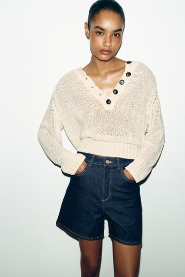 SHORTS Z1975 MOM FIT - Azul de Zara