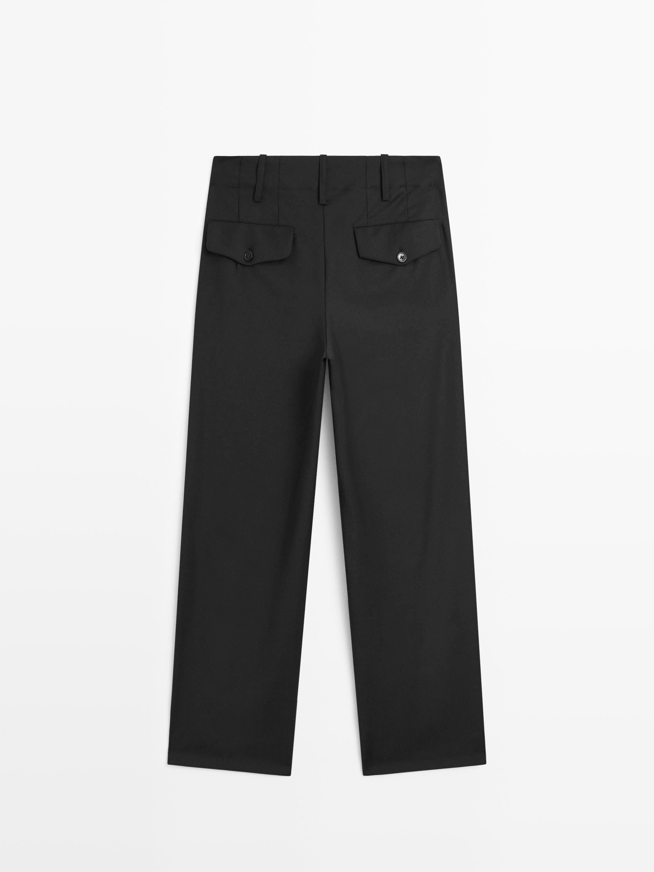 100% wool boyfriend fit trousers