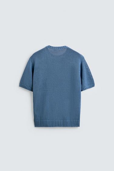 RELAXED FIT KNIT T-SHIRT - Blue by Zara - Image 7