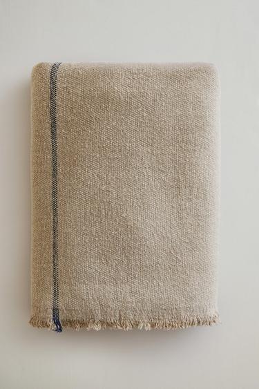 STRIPED LINEN THROW - Light beige by Zara - Image 4