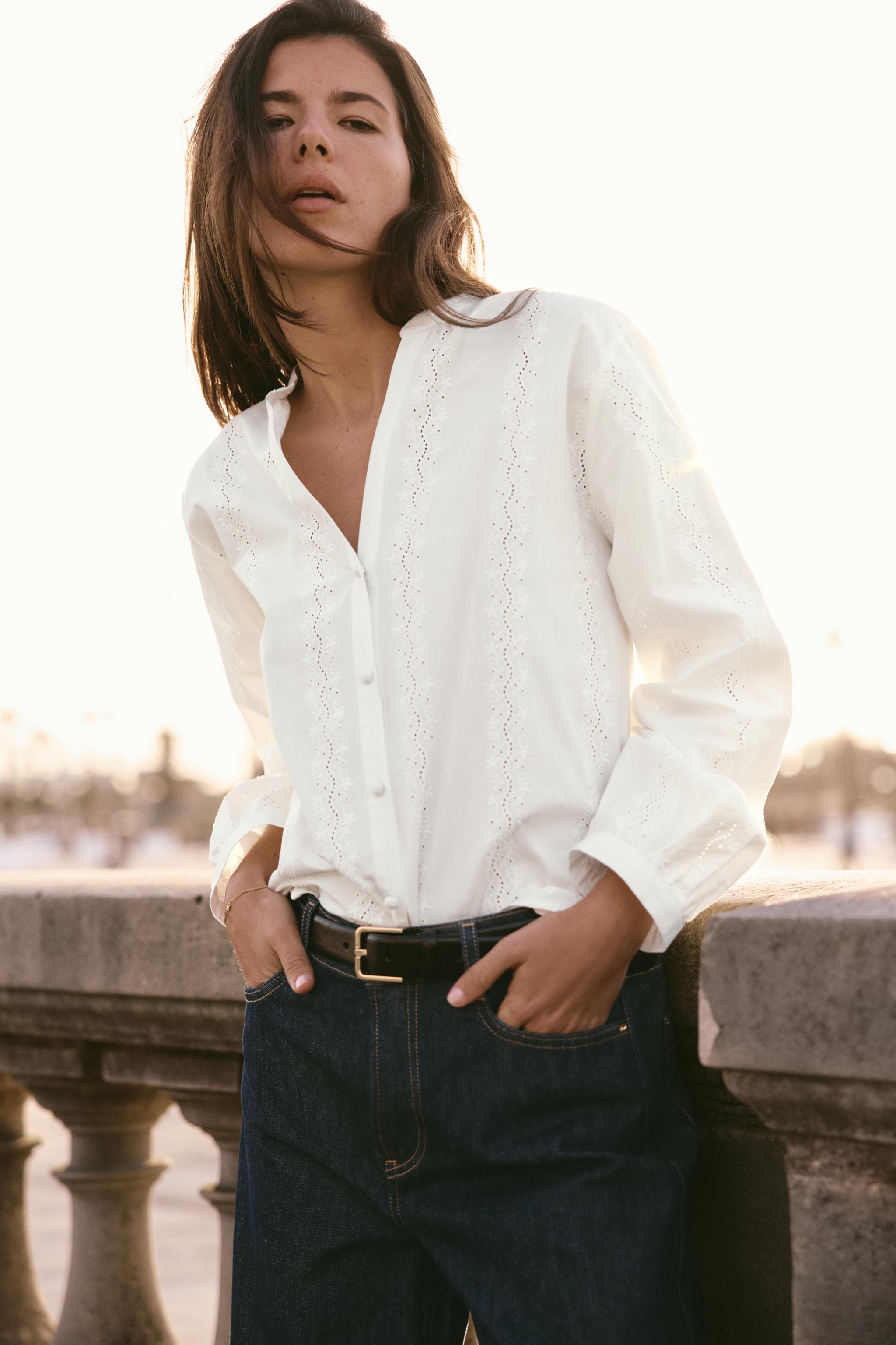 Camisa Blanca Blusa Perforada Zara Blusa Blanca Blusa Bordado