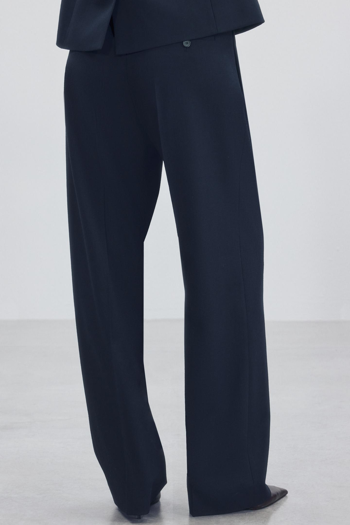 Женские брюки Zara ZW Collection Pleated, цвет: Тёмно-синий — фото 3