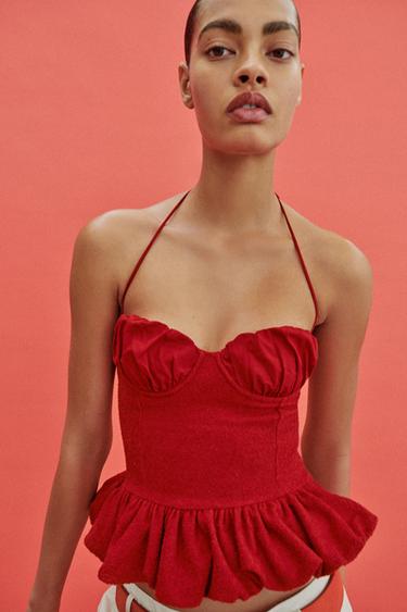COMBINED BOUCLÉ TOP - Bright red by Zara - Image 5