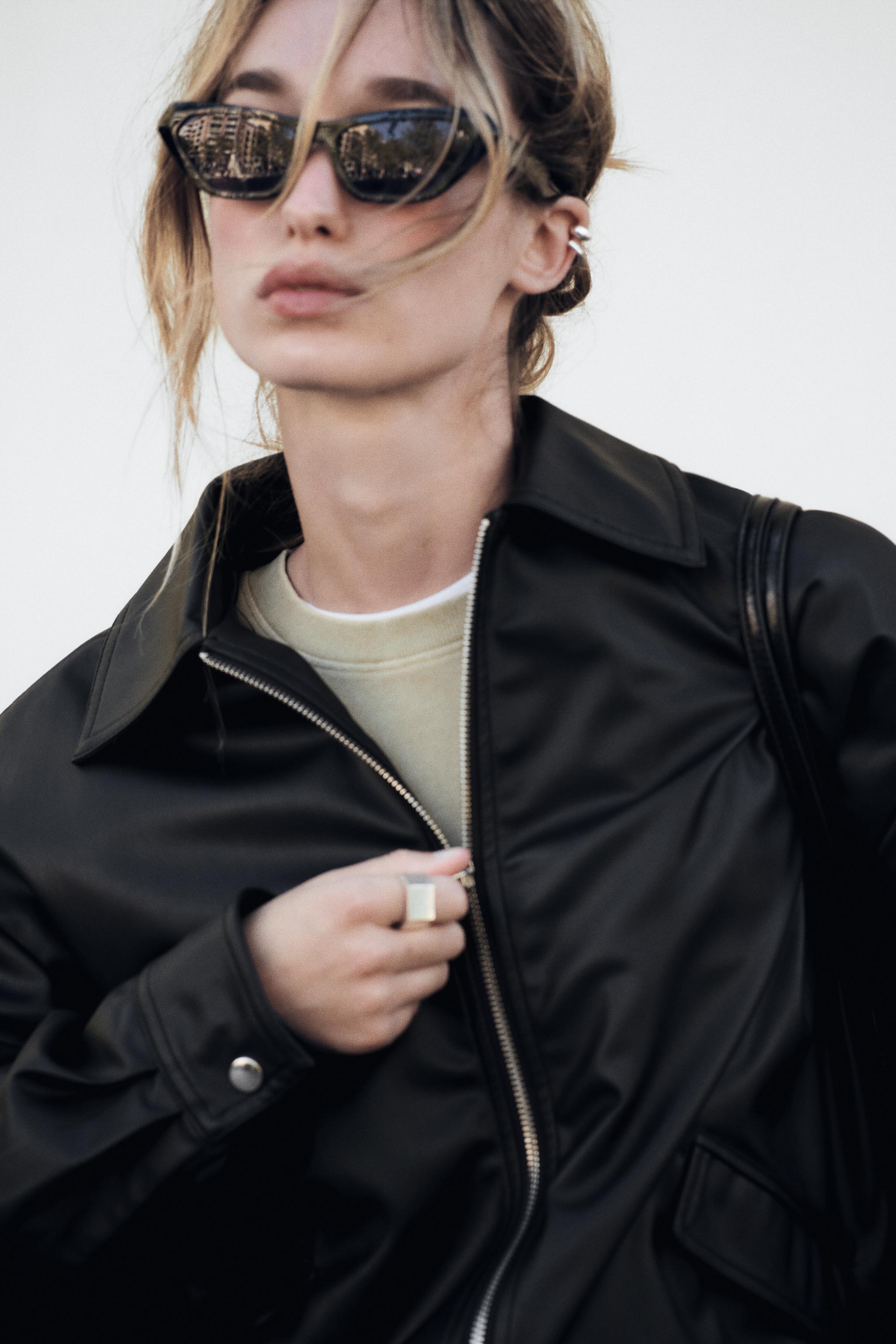 Frill leather jacket zara fashion