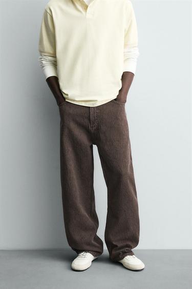 FADED PRINT BAGGY FIT TROUSERS - Brown by Zara